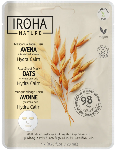 IROHA NATURE Ansigtsmaske Hydra Calm med havre, øjeblikkeligt beroligende 20ml