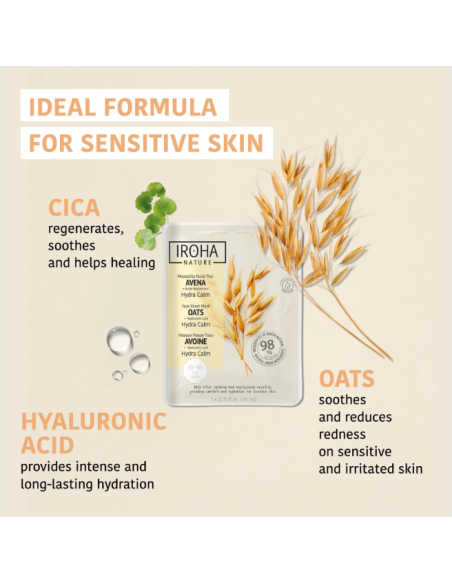 IROHA NATURE Ansigtsmaske Hydra Calm med havre, øjeblikkeligt beroligende 20ml