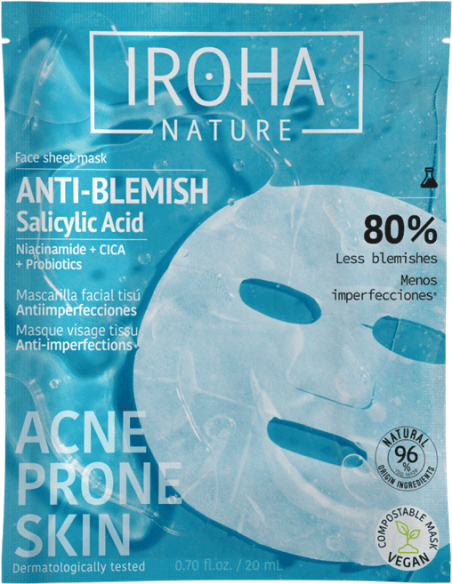 IROHA NATURE ACNE PRONE Maske med salicylsyre til fedtet hud med akne 20 ml