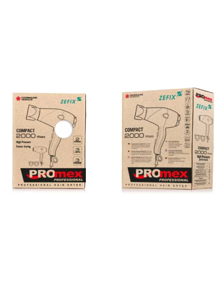 PROMEX hårtørrer Zefix, 2000W, med turmalin, fremstillet i Frankrig