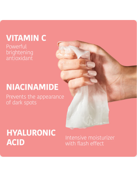 IROHA NATURE Ansigtsmaske med hyaluronsyre og C-vitamin 20 ml