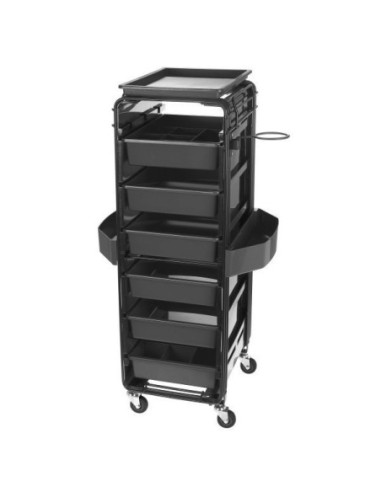Frisørvogn Control, 6 skuffer, sort