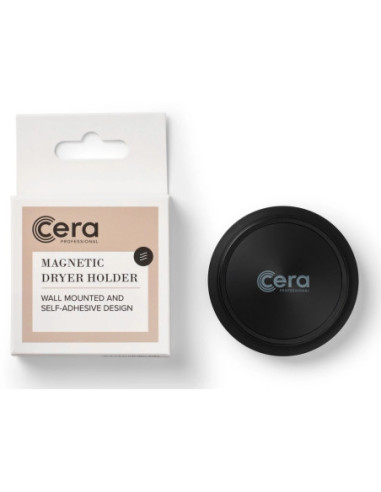 Hårtørrerholder, vægbeslag, magnet, sort