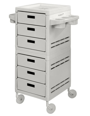 Frisørvogn Eco Recycled, 6 skuffer, hvid