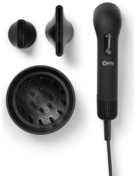Cera Comfort hårtørrer, 3 hastigheder, 3 temperaturindstillinger, ion-teknologi, børsteløs motor, 385 g