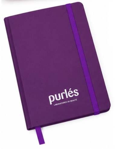 Purlés notesbog med Purlés-logo