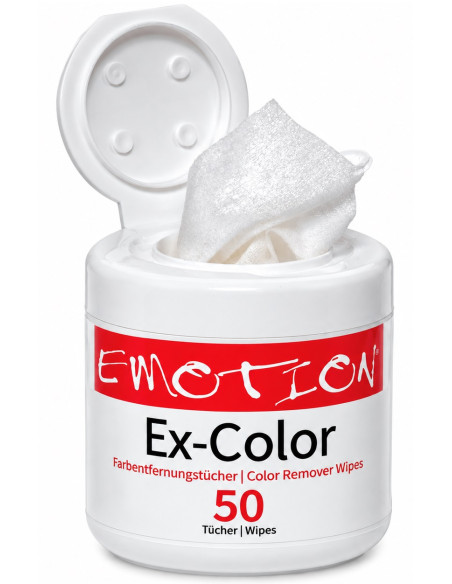 Emotion EX-COLOR servietter til fjernelse af hårfarvepletter, 50 stk., til skånsom fjernelse af hårfarve fra huden