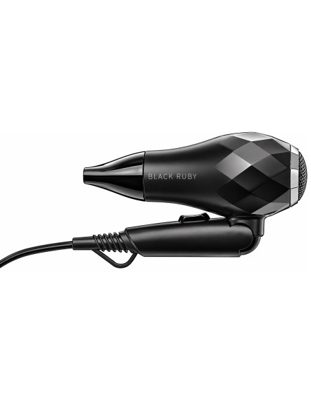 Efalock BLACK RUBY sort minihårtørrer, sammenklappelig rejsemodel på 1000 W