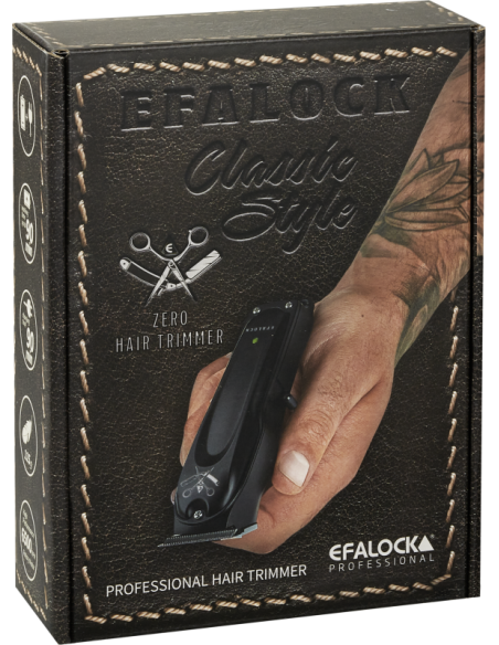 Efalock CLASSIC STYLE sort konturtrimmer med ZERO-skær til klippelængder på 0,0–0,3 mm