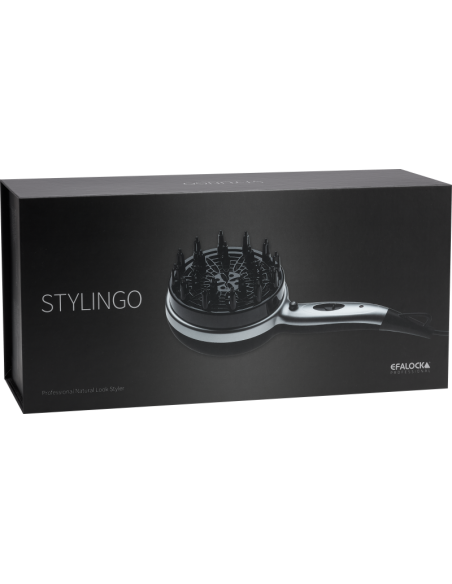 Efalock STYLINGO hårtørrer med diffuser, sølv og sort, 1200 W, med to varmeindstillinger til tørring af krøller