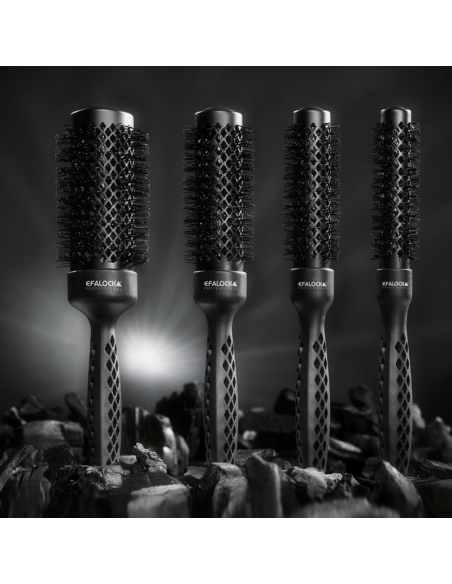 Efalock CARBON BRUSH rundbørste, 19/31 mm, med keramisk belægning og antistatiske børstehår