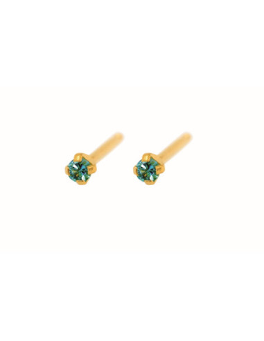 Fashion Sense Earrings G/P 2MM AQUAMARINE TIF pair