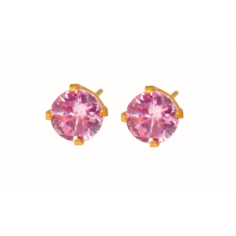 Fashion Sense Earrings G/P 5MM PINK TIF pair