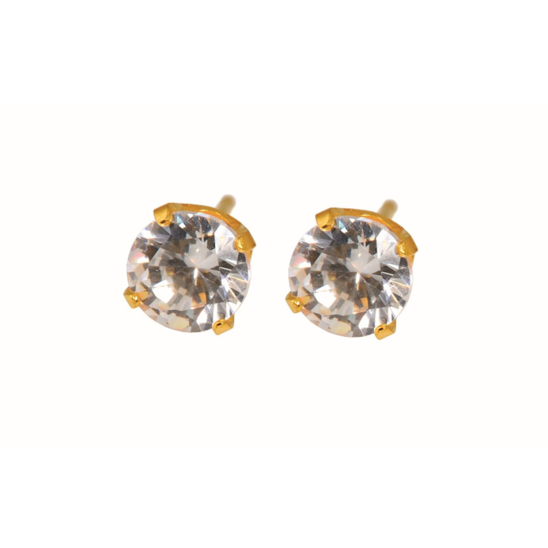 Fashion Sense Earrings G/P 5MM WHITE CZ pair