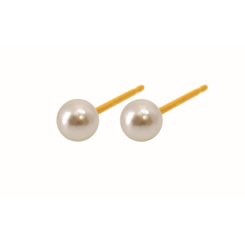 Fashion Sense Earrings G/P 4MM PEARL pair