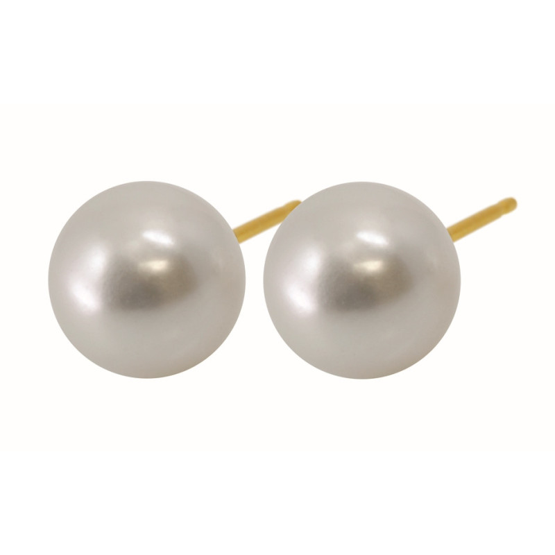 Fashion Sense Earrings G/P 8MM PEARL pair