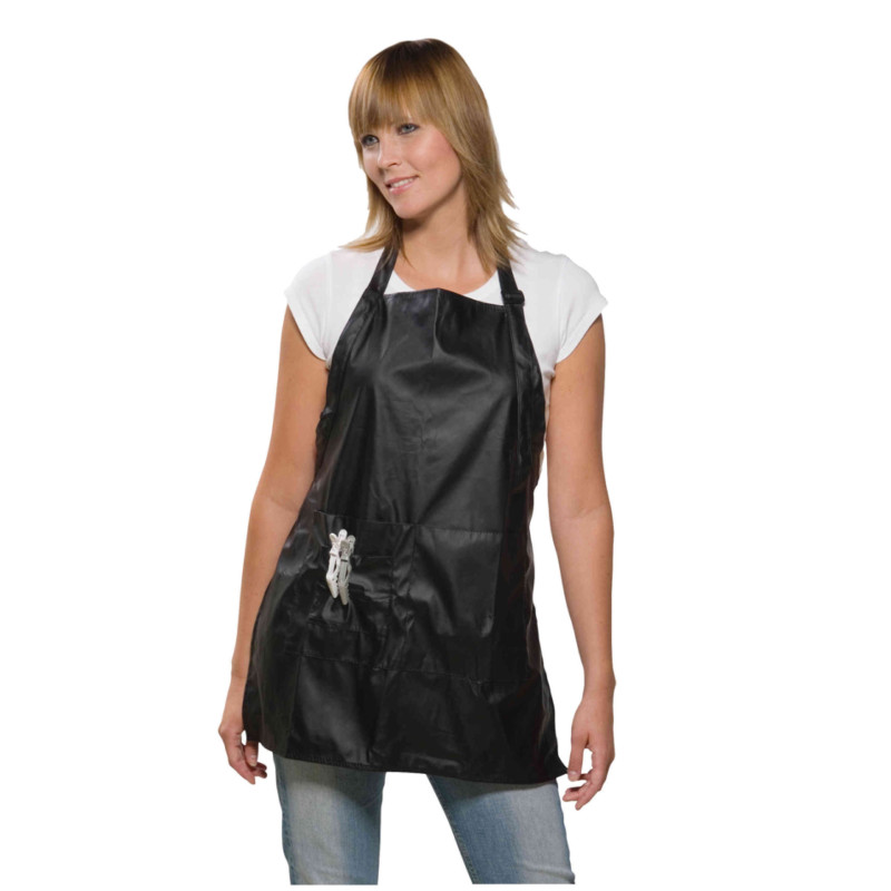 Apron CARINE, elastic plastic, tie, black