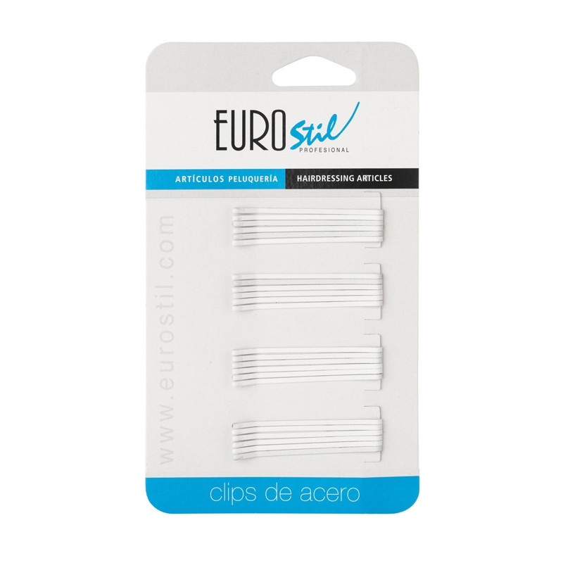 Hair clip, 50mm, straight, matte, white 24 pieces