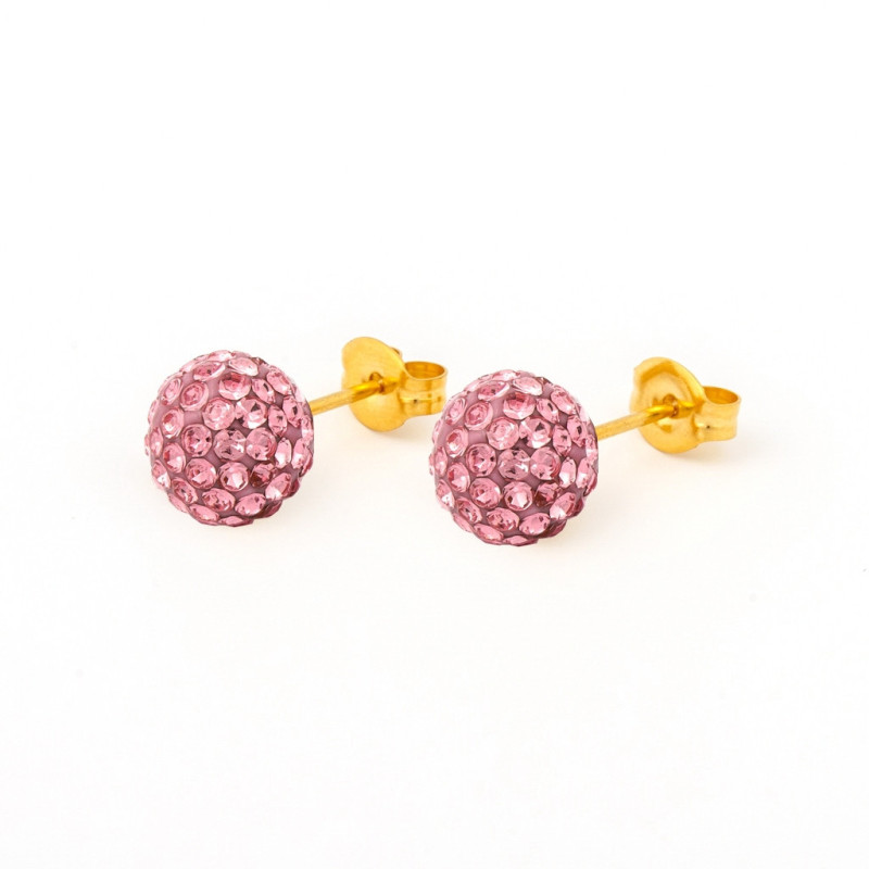 Fashion Sense Auskariņi Glitterball 8mm Light Rose pāris