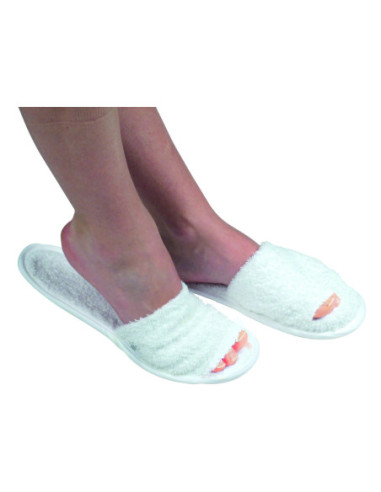 Pedicure-tøfler, frotté, hvide, åben...