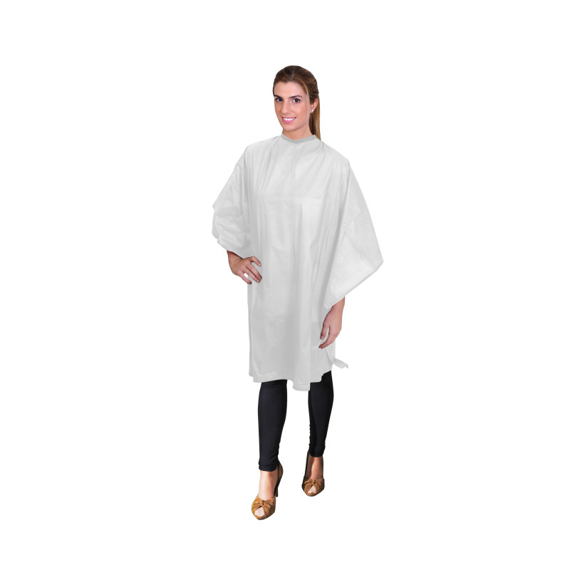 Cape with Velcro, plastic, white, 140cmx110cm, 1pc. / pack.