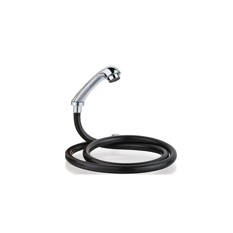 Shower with hose for hairdresser wash unit, silver