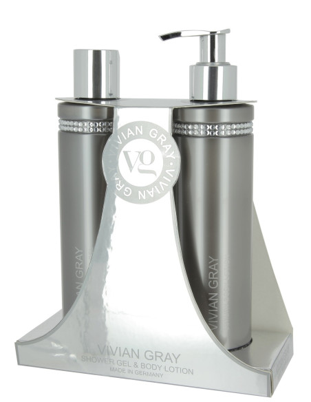 Crystals SET Showergel+bodylotion, grå 2*250ml
