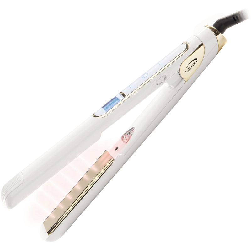 Professional hair straightener Mach Plus Glam Edition,  titanium plates, white