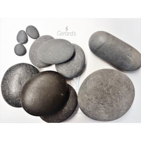 Sæt med sten til behandlinger, forskellige størrelser og former
