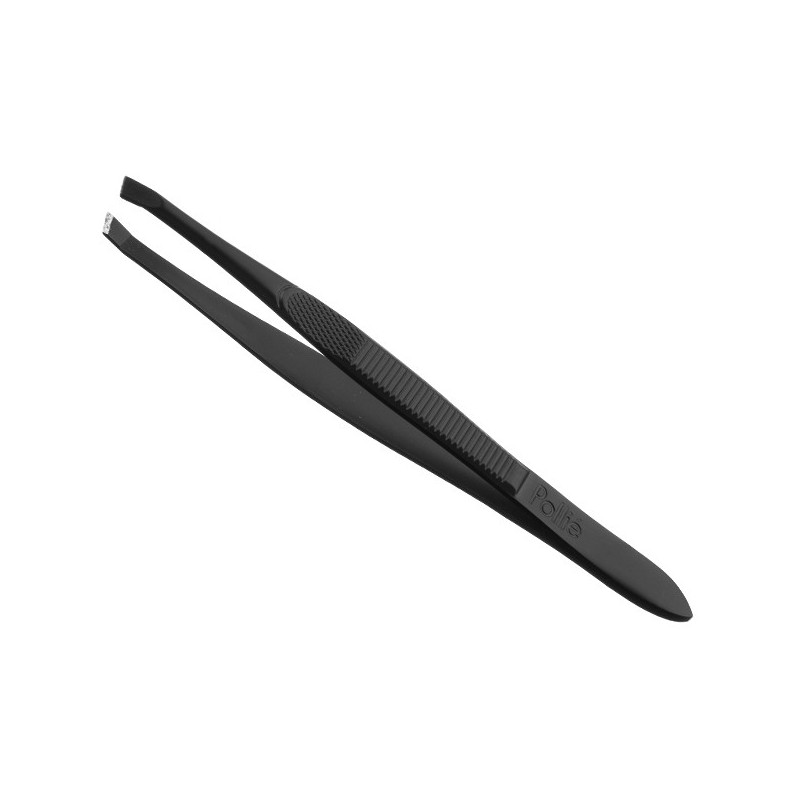 Tweezers, sloped, black, 9cm