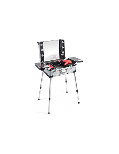 Makeup artist kuffert med belysning og justerbare ben MAKEUP 2 ROLLY