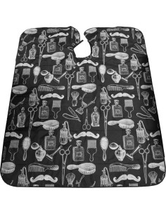 Barberkappe, sort og hvid,...