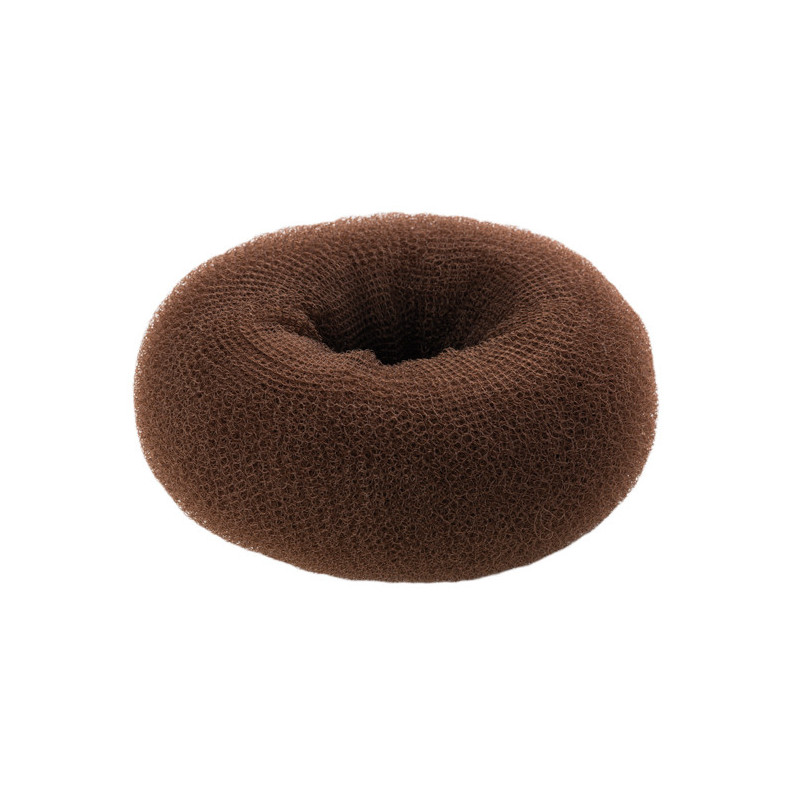 Hair bun, rounded, brown, 6.5cm