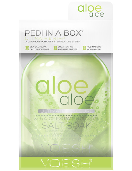 VOESH PEDI IN A BOX Aloe Vera Ultimate Pedicure Fodkit, Fugtgivende, 6 Produkter