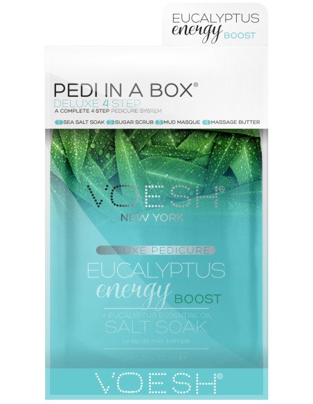VOESH PEDI IN A BOX Fodsæt Eucalyptus Energy Boost, energigivende, 4 produkter