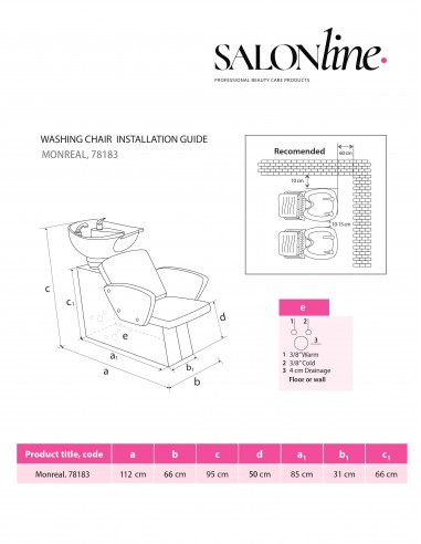 Monreal frisørvask, med guldstol