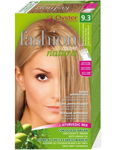 FASHION NATURA matu krāsa 9.3, ļoti gaiši blonds 50ml+50ml+15ml