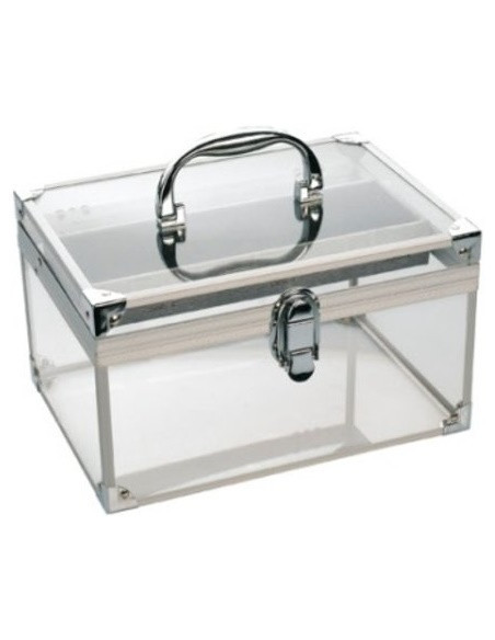 Kuffert, transparent, aluminiumsramme, 16x18x26 cm