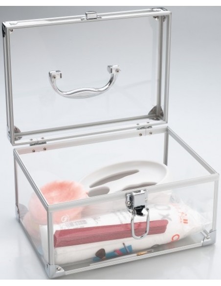 Kuffert, transparent, aluminiumsramme, 16x18x26 cm