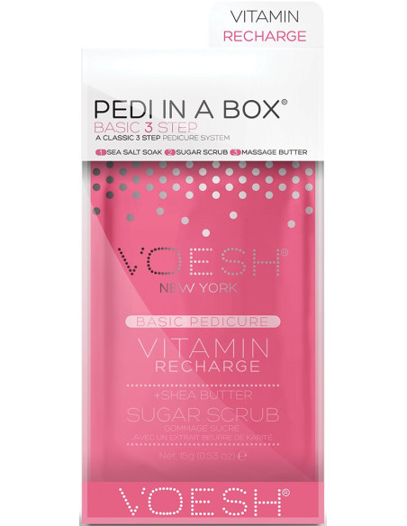 VOESH PEDI IN A BOX Ultimate Pedicure fodsæt, med C-vitamin, forfriskende, 4 produkter