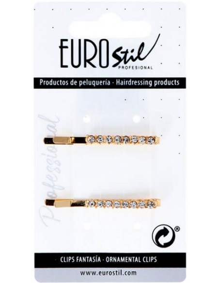 Ændeclips, guld, med perler, 5,5 cm, 2 stk.
