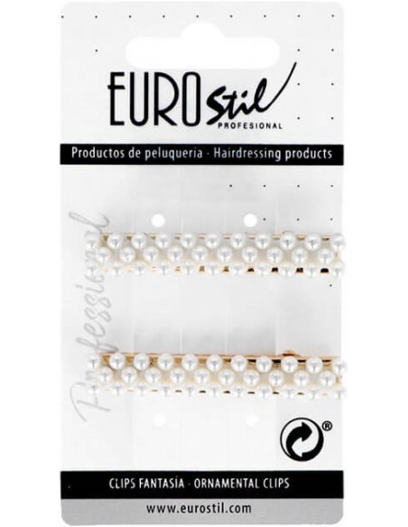 Hårspænder, guld, med rhinsten, 2 stk.