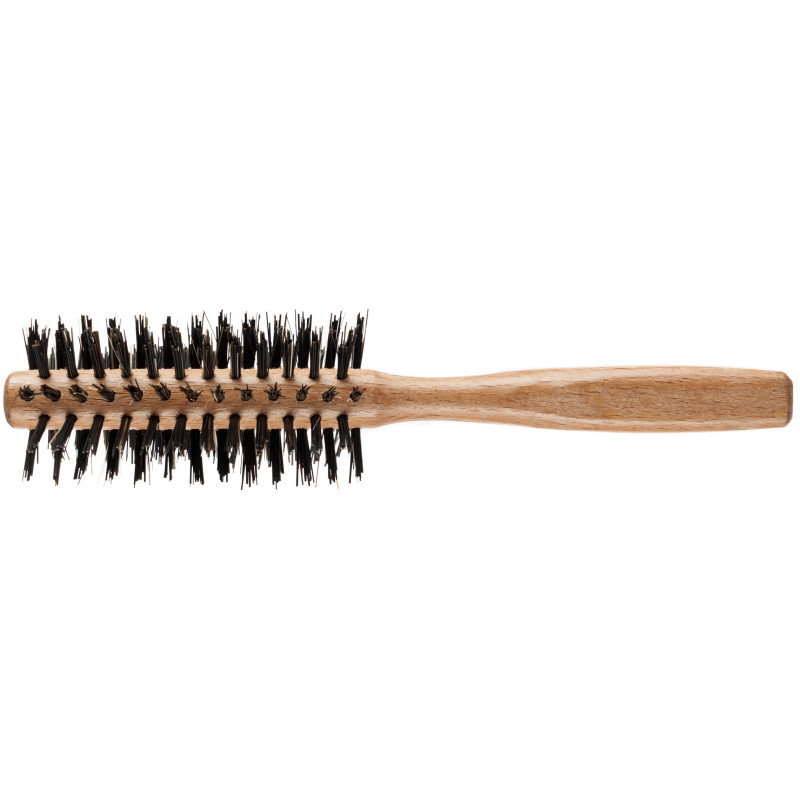 Hair brush, wild boar bristles, wooden body, round 14mm
