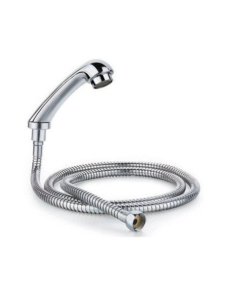 Brusehoved med bølget sølvmetalslange, lige