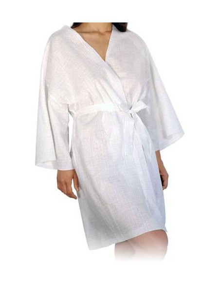 Kimono, non-woven materiale, hvid, engangs, 10 stk.