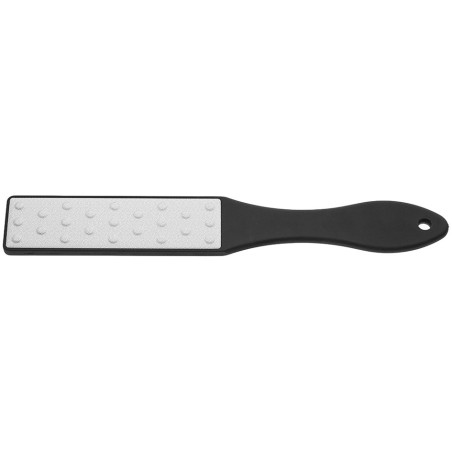 INOX pedicurefil, dobbeltsidet, sort gummibelagt håndtag