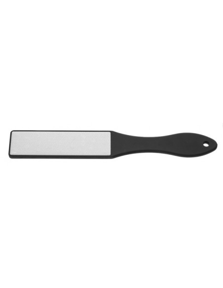 INOX pedicurefil, dobbeltsidet, sort gummibelagt håndtag