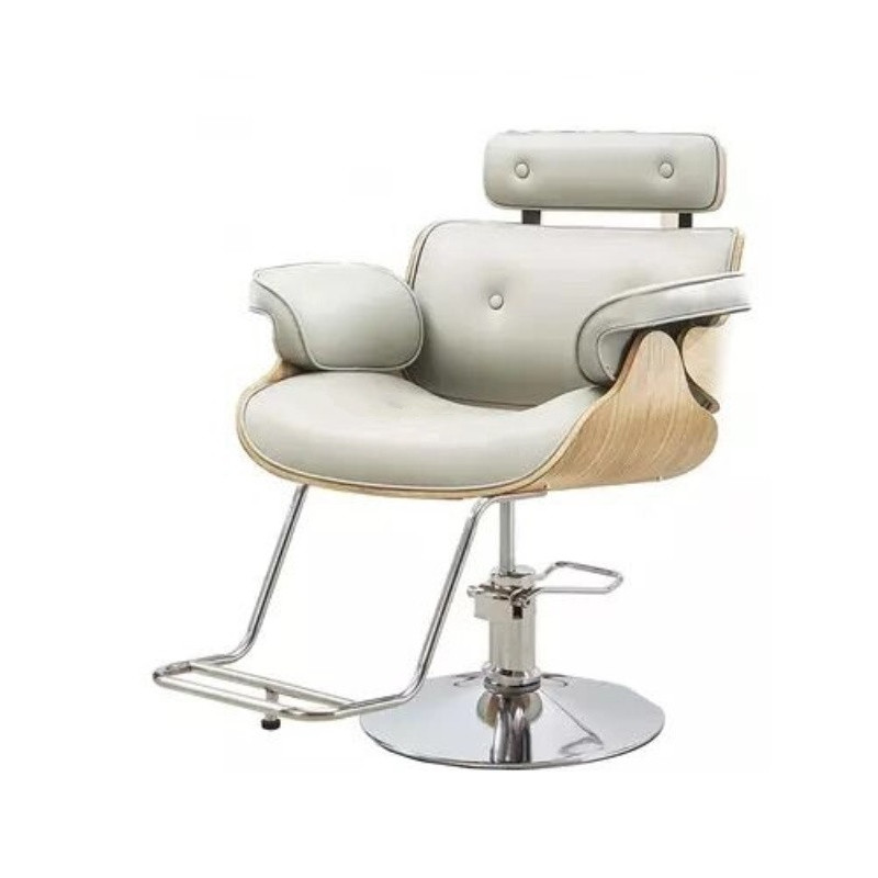 Frisørstol Soho med sølvfod, Grå