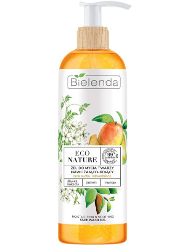 ECO NATURE gēls sejai, attīrošs/mitrinošs/nomierinošs, jasmīns+mango+kakadu plūme 200ml