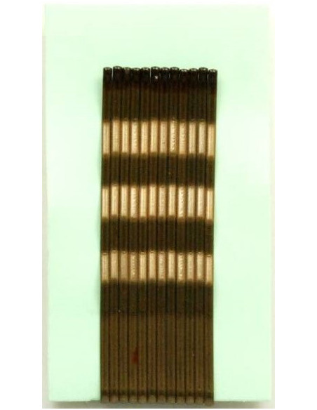 Hårspænder, bølgede, 70 mm, brune, matte, afrundede ender, 12 stk.
